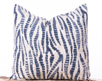 Designer throw pillows, Blue stripe pillow covers, Navy pillows, Seaweed, Neutral, Classic, Beach house pillows, Beach decor