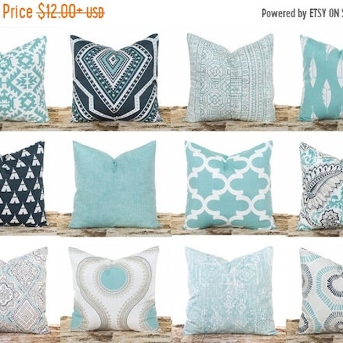 teal throws and pillows