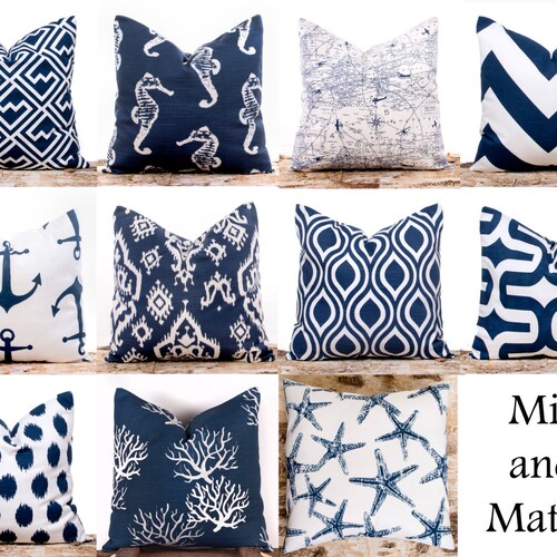 Decorative Throw Pillow Covers Navy Cushion Covers Navy and Etsy