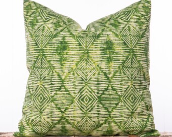 Outdoor green tribal throw pillow, Geometric diamonds pillow cover, Tribal pillows, Tropical pillows, Hunter green pillow, Outdoor pillows