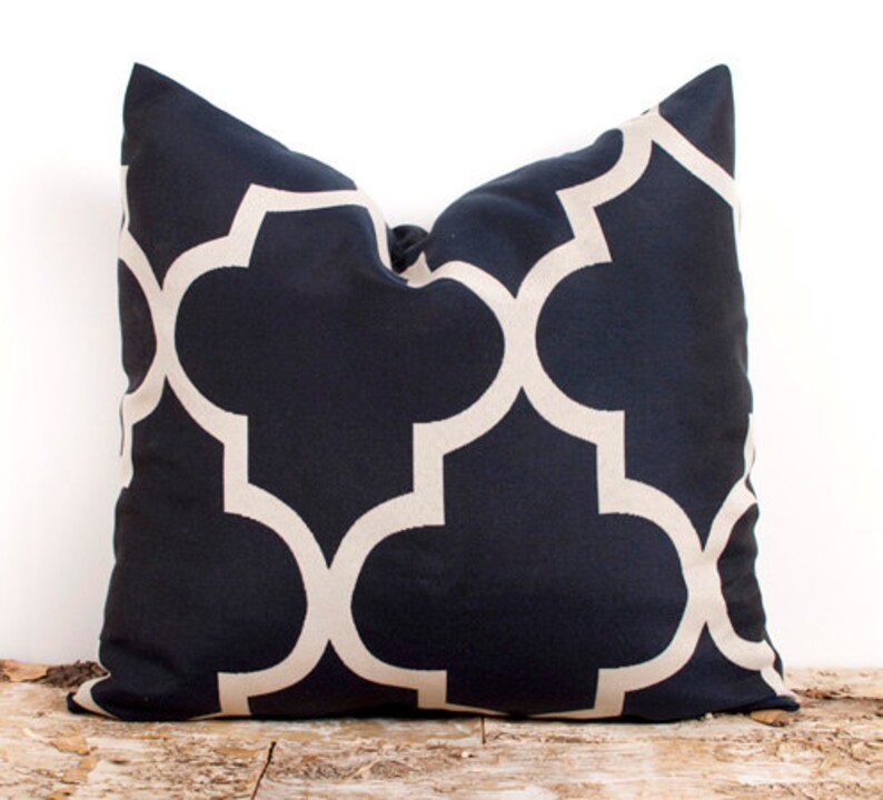 TWO Navy Pillow Cover. 22 x 22 inch. Dark Blue Lattice Cover. Etsy