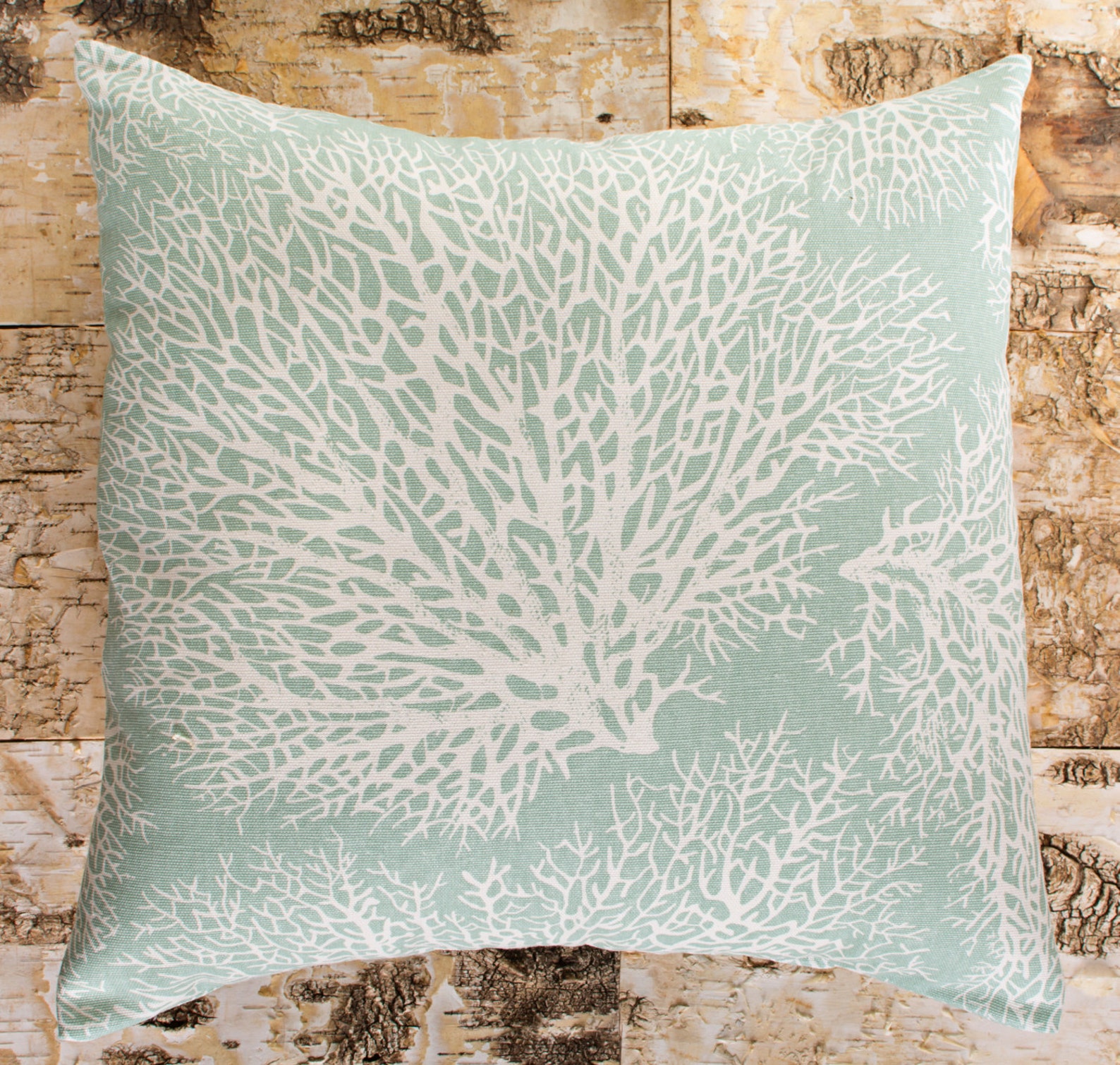 Seafoam Green Throw Pillows, Large Ocean Coral Pillow, Nautical Pillows