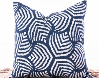 Navy Shells Pillow Cover - Blue Coastal Pillows - Blue Accent Pillows - Beach House Decor - Beach Bedding Pillows - Navy Throw Pillows