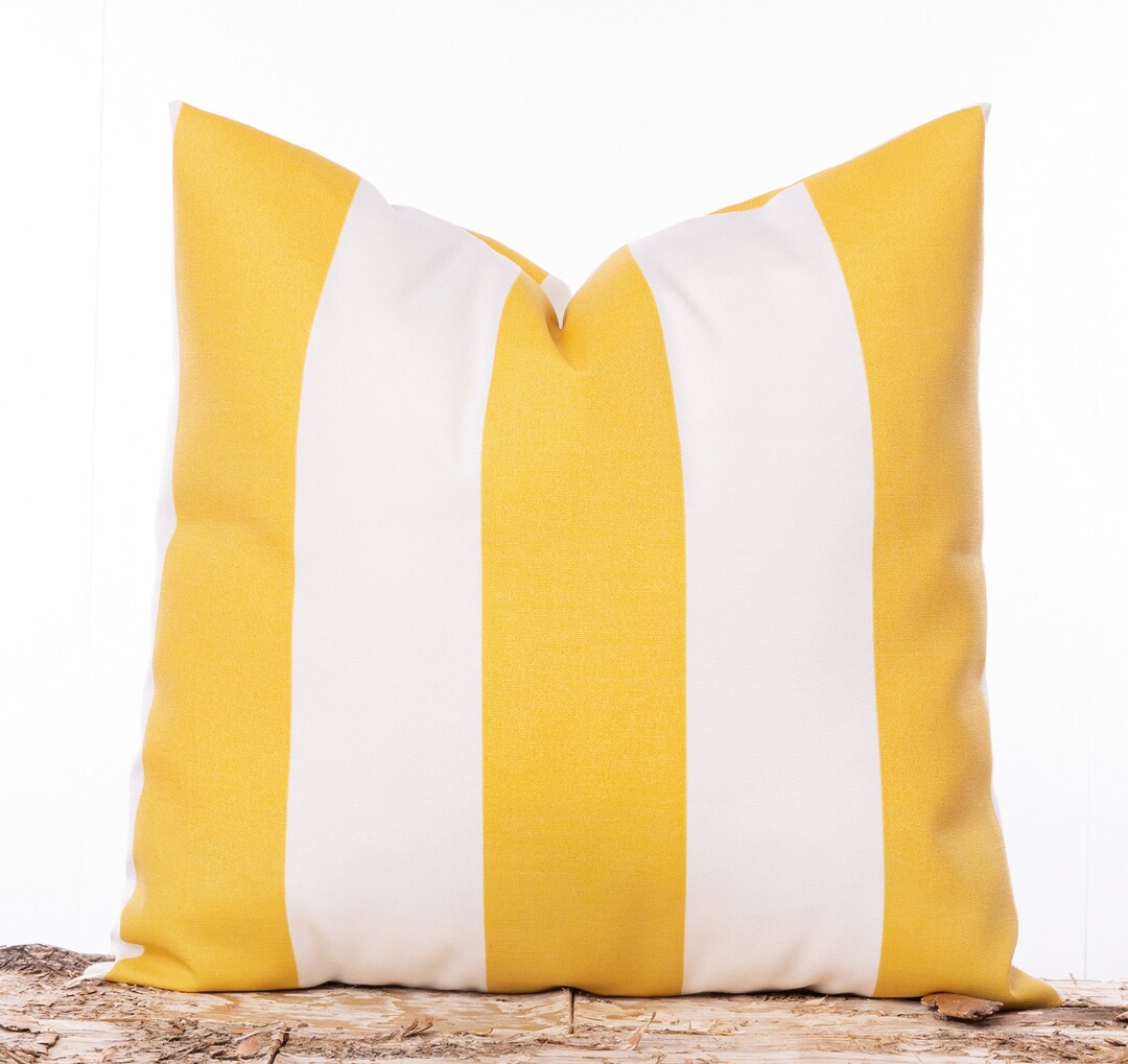 Outdoor Pillow Covers, Yellow Canopy Outdoor Pillow, Yellow and White