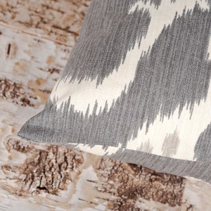 Gray Ikat Pillow Cover, Decorative Bed Pillows, Toss Pillow Cases, 12 x 16 image 4