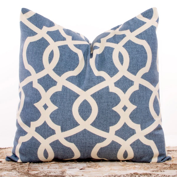 Blue and White Lattice Pillow Etsy