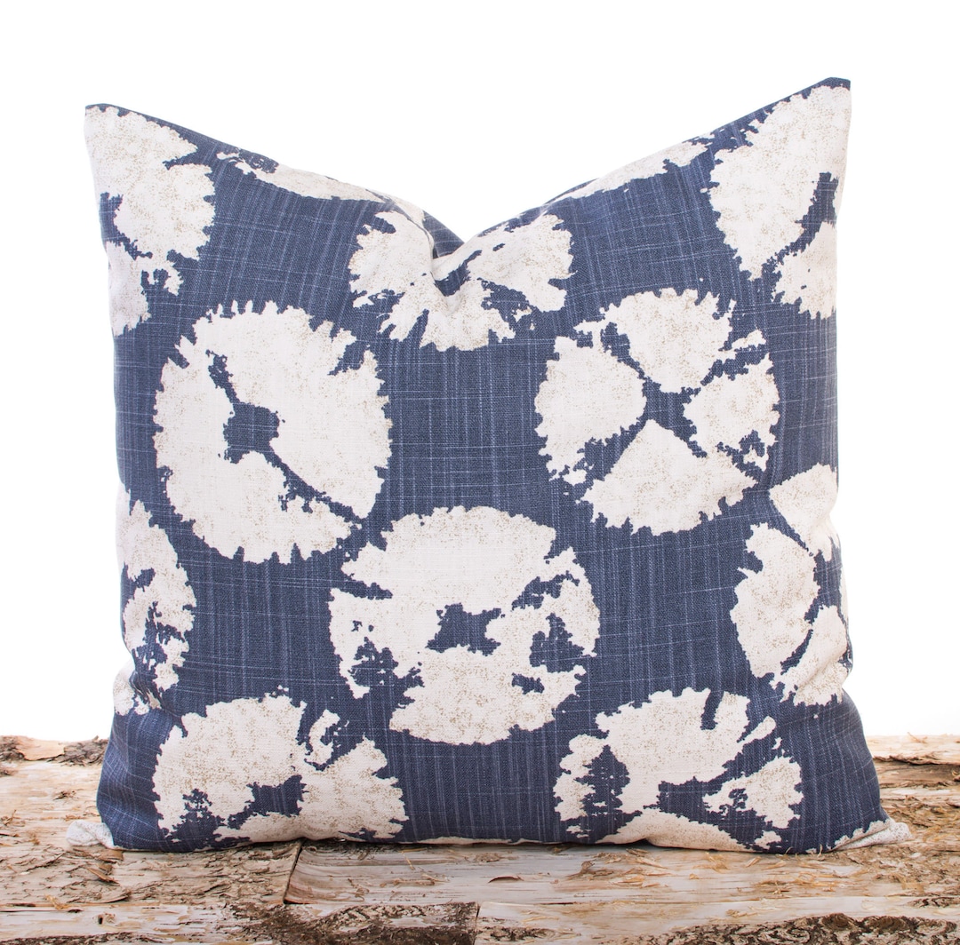Sand Dollar Throw Pillow Cover, Navy Blue Pillowcase, Beach House