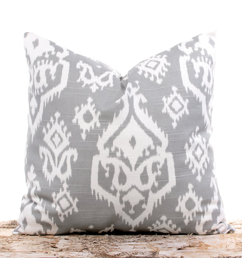 Gray Throw Pillows Gray Ikat Pillow Covers Anchors Trellis Etsy