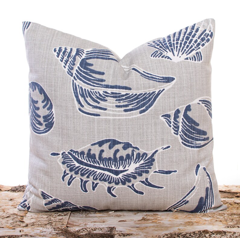 Buy Sea Shells Pillowcase Navy Throw Pillow Shells Natuical Online in