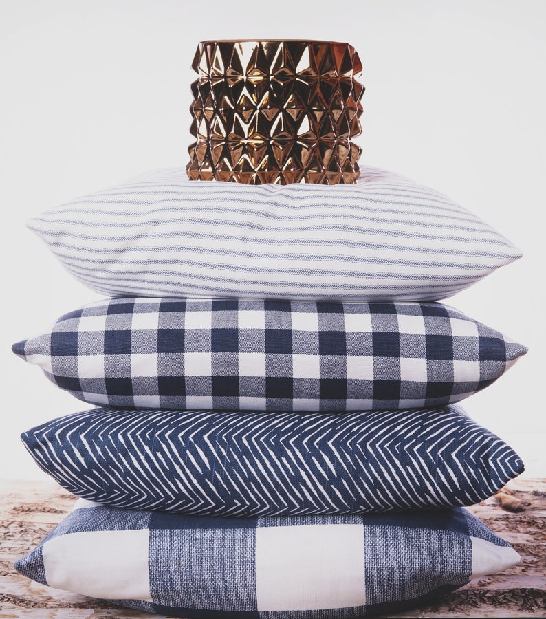 Navy Throw Pillows Ikat Pillow Covers Polka Dots Nautical Etsy