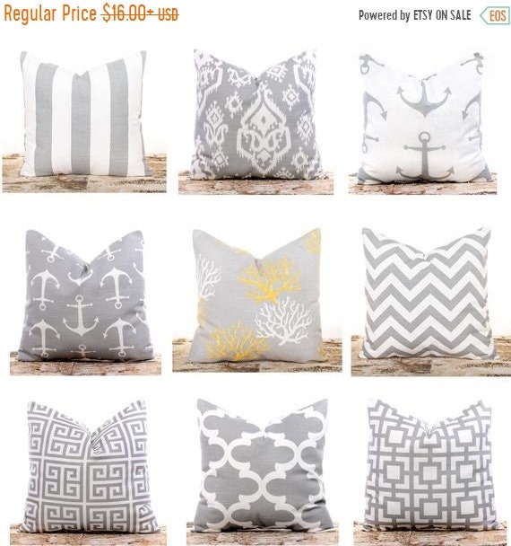 SALE ENDS SOON Mix and Match Pillows Gray Throw Pillows Ikat Etsy