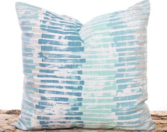 Shades of Blue Pillow Cover, Blue Pillowcase, Blue Lines Throw Pillow, Beach Decor, Beach Pillows, Nautical, Linen Pillows, Pillow Shams