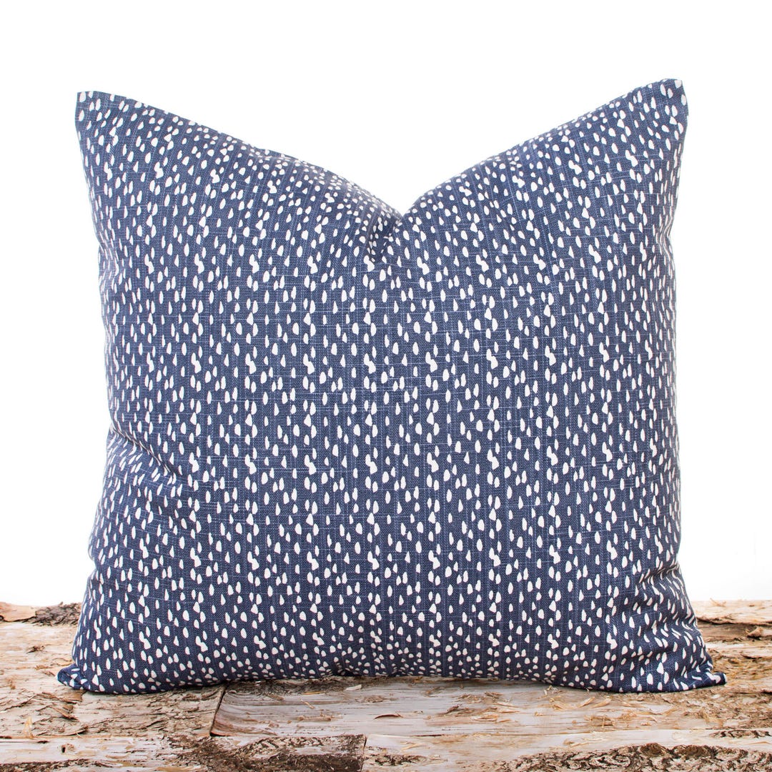 Riverbed Dark Blue Throw Pillow Cover Blue Decorative Etsy