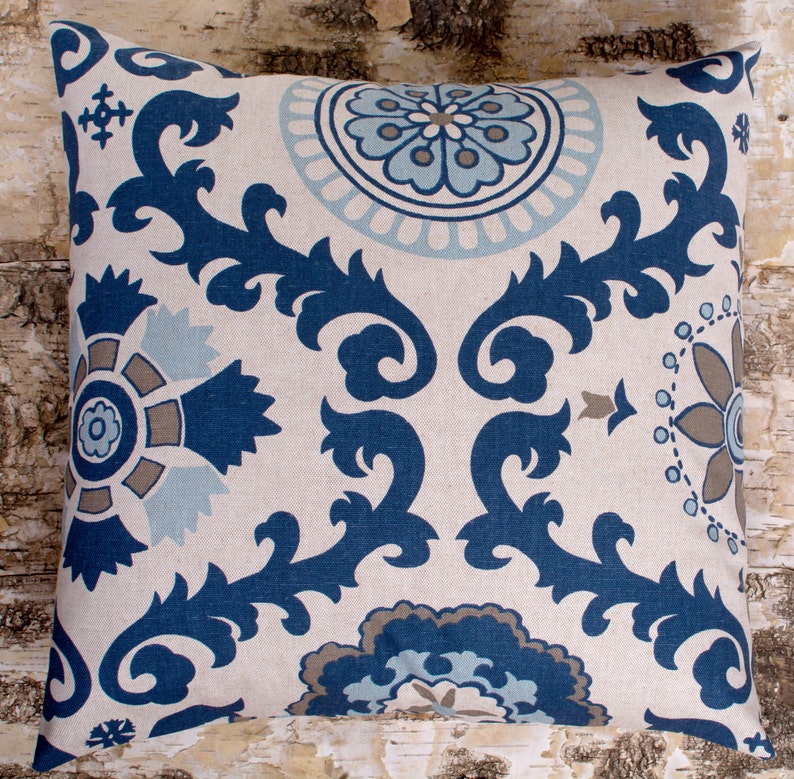 SALE ENDS SOON Indigo Blue Throw Pillow Cover Suzani Designer Etsy