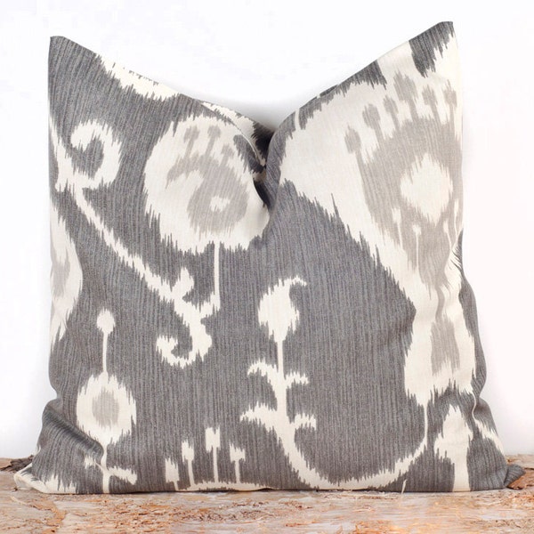 Gray Ikat Pillow Case, Whimsical Home Decor, Throw Pillow Covers, 20 x 20
