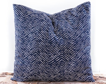 Blue Pillow Cover - Chevron Throw Pillow - Navy Chevron Pillowcase - Blue Decorative Pillows - Couch Pillows - Blue Accent Pillows