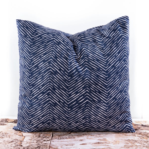 Blue Chevron Pillow Etsy
