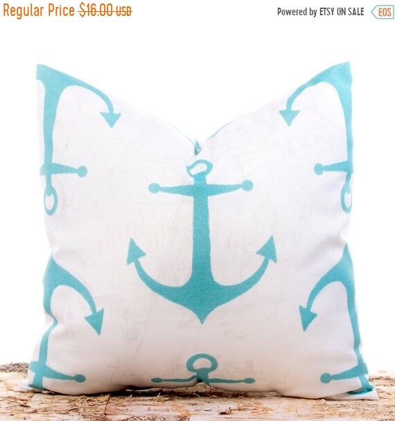 Sale Ends Soon Nautical Throw Pillows Anchor Pillowcase Teal Etsy