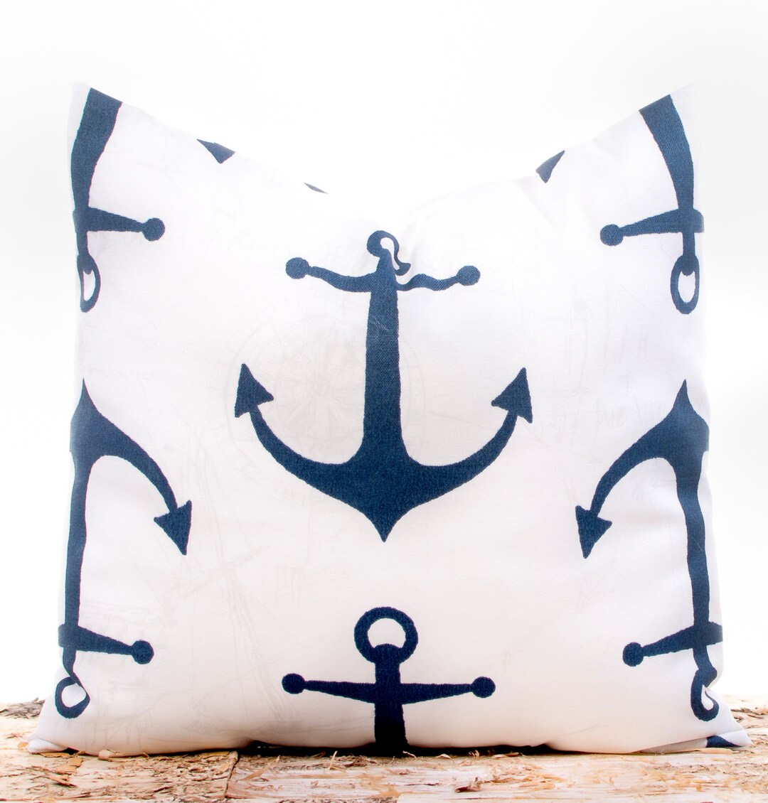 Nautical Navy Throw Pillow, Anchor Pillow, Navy Pillows, Beach Decor