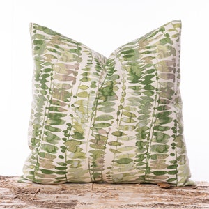 Outdoor green water color pillow, Green leaf pillow, Seaweed, Ocean plant life, Decorative outdoor throw pillows, Designer polyester fabric