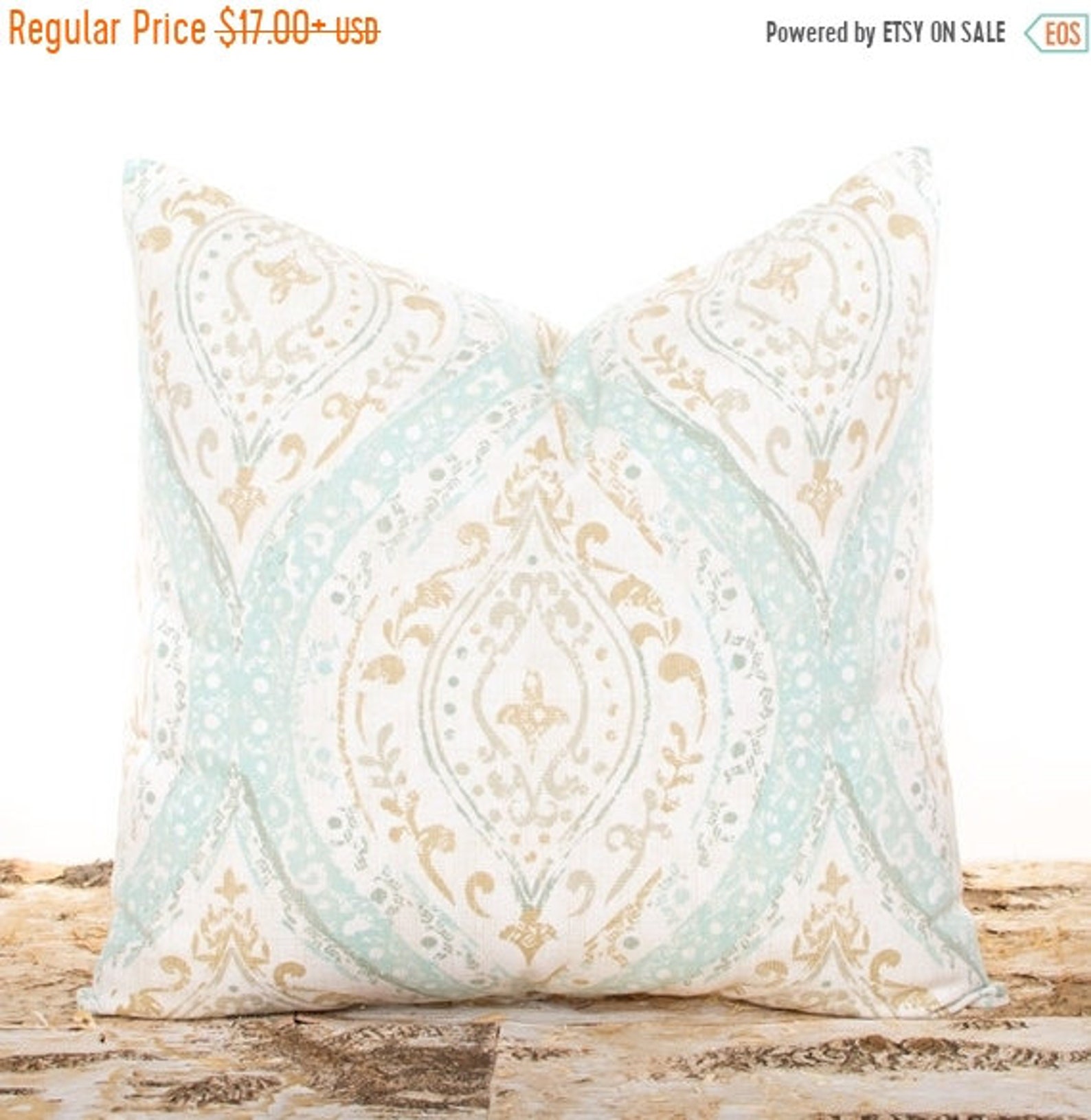 SALE ENDS SOON Seafoam Green Pillow Brown and Cream Accent Etsy