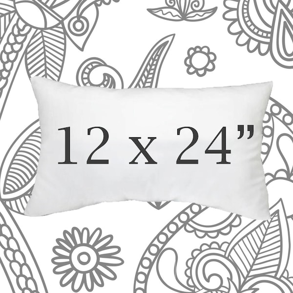 Faux Down Pillow Insert, 12 x 24 Inch Pillow Form, Down Pillows, Throw Pillows, Soft Pillow Inserts, Synthetic Down