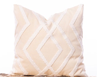 Textured neutral pillows, Neutral home decor, Designer fabric, Embroidered, Modern home decor, Cream and white, Throw pillow covers, Pillows