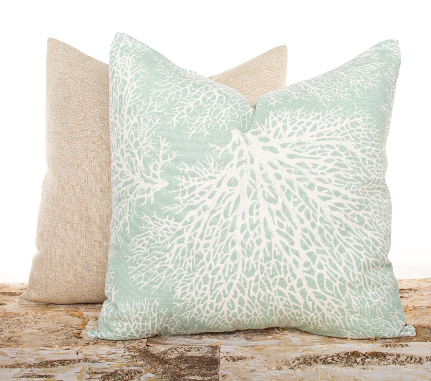 Seafoam Green Throw Pillows Large Ocean Coral Pillow Etsy