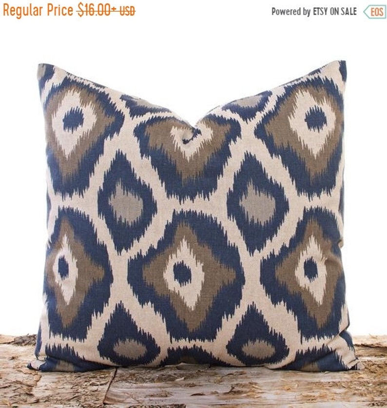 Sale Ends Soon Navy Animal Print Pillow Cover Brown Accent Etsy