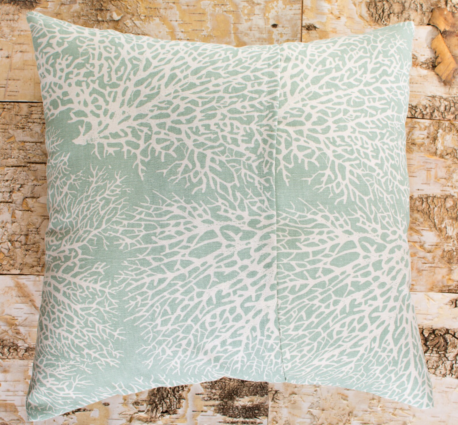 Seafoam Green Throw Pillows, Large Ocean Coral Pillow, Nautical Pillows