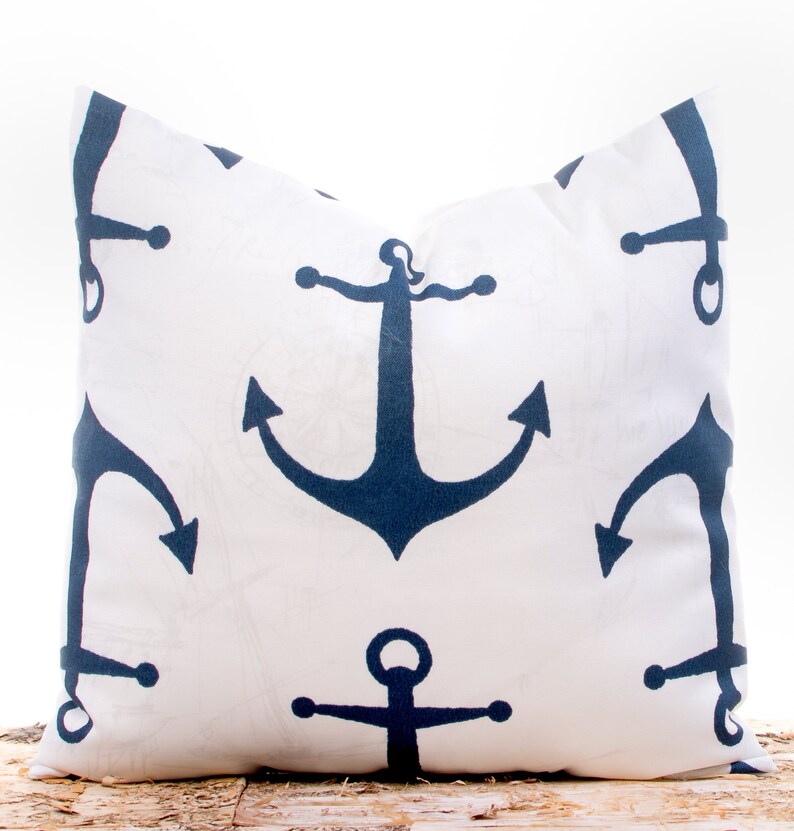 Navy Throw Pillow Covers Nautical Pillows Starfish Anchors Etsy