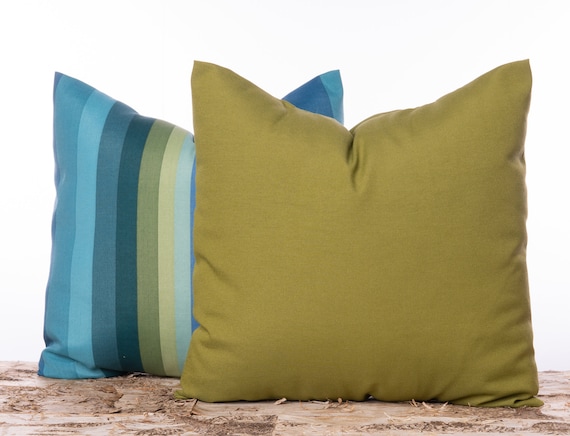 Green Outdoor Pillow Insert Included Light Green Striped -   Striped outdoor  pillow, Outdoor pillows, Green outdoor pillows