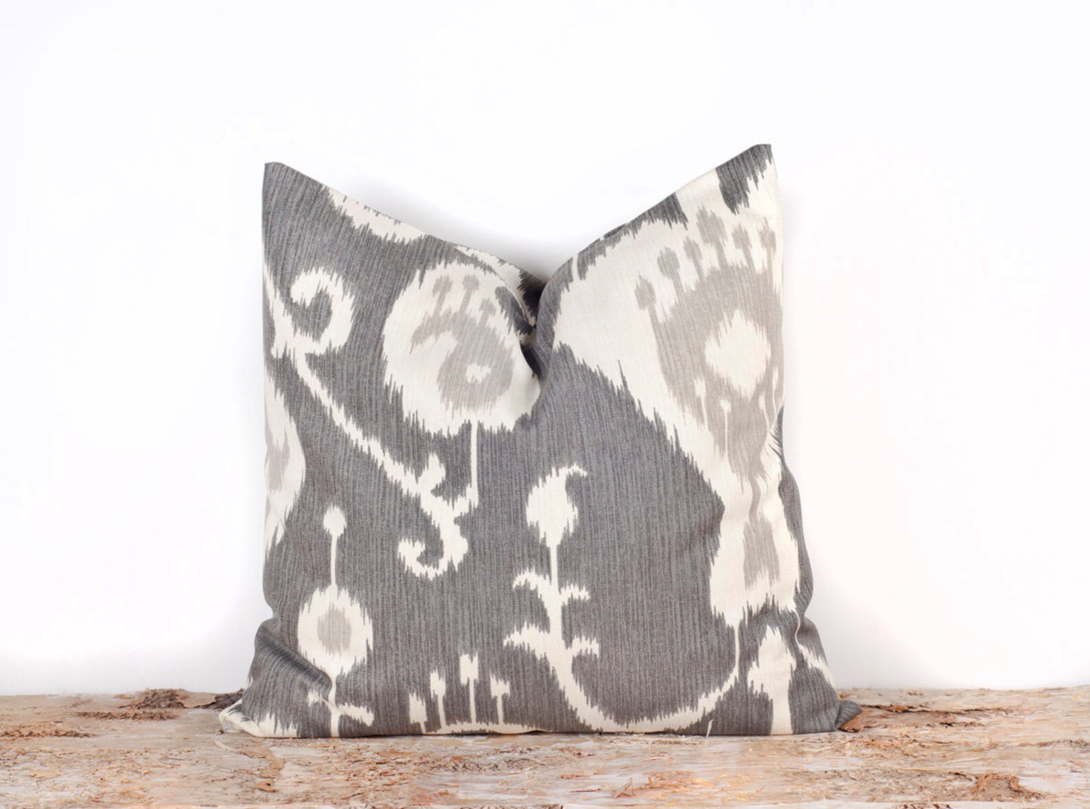 Gray Ikat Pillow Cover Decorative Bed Pillows Toss Pillow Etsy