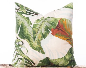 Tommy Bahama Palmiers indoor pillow cover, Beverly Hills Hotel, Palm leaf pillow, Green leaf, Tropical pillow cover, Coastal pillows, Cotton