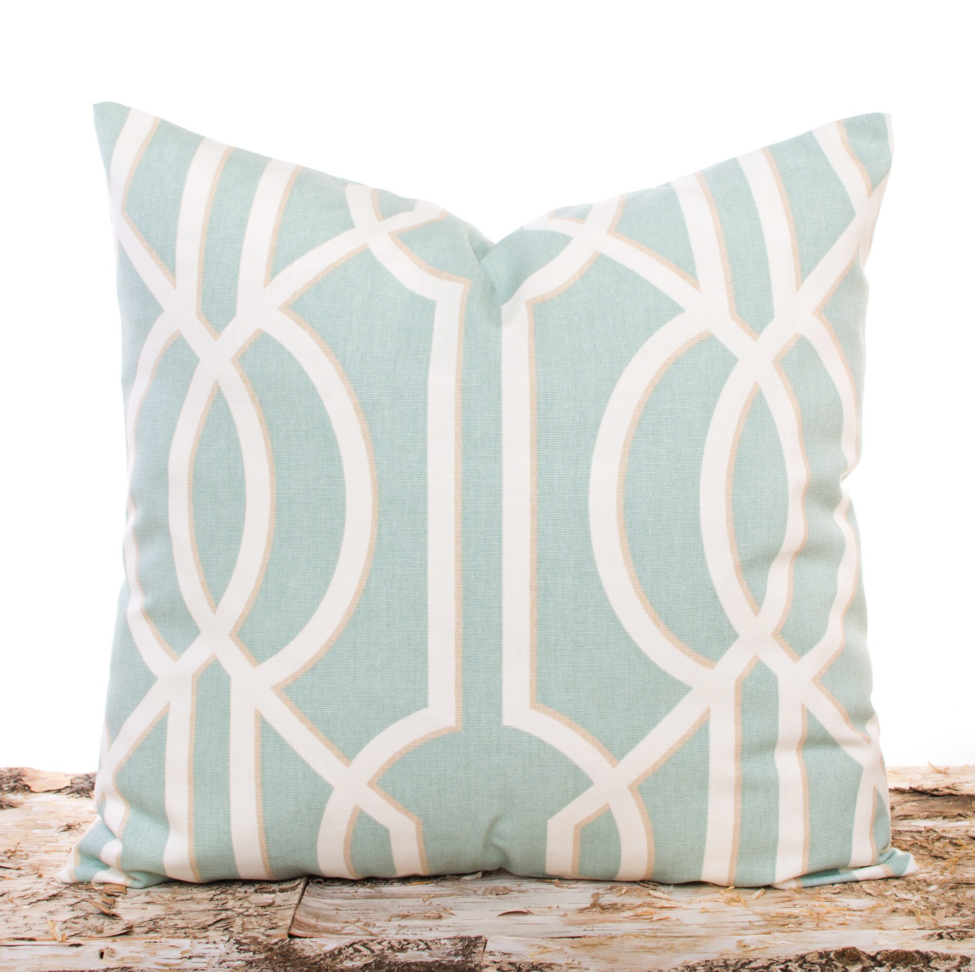 Seafoam Green Throw Pillow Cover Art Deco Pillowcase Cream Etsy