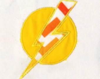Lightning bolt machine applique design in two different styles: within circle and separate lightening bolt - 7 versions total