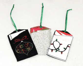 In-the-Hoop DIGITAL Machine Embroidery Designs - Christmas / Holiday Gift Card Holders