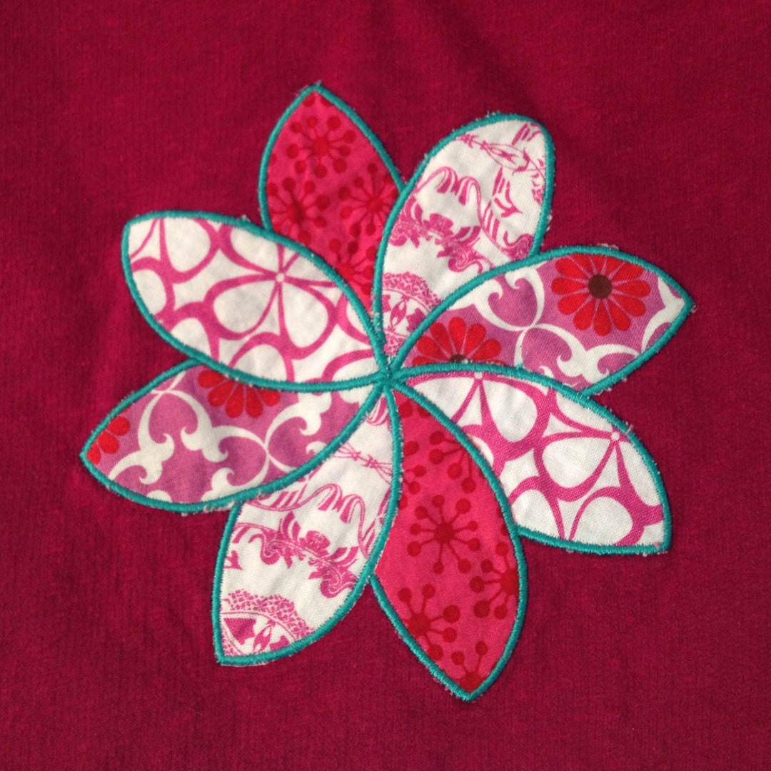 Flower applique design - 8 leaf design - fun and funky applique of an  abstract flower - in two sizes - Machine Embroidery Geek