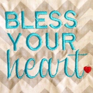 Darling &quot;Bless Your Heart&quot; Machine Embroidery Design in 5 Sizes