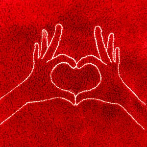 Hands Making Heart Symbol Sketch Redwork DIGITAL Machine Embroidery Design - a cute design for Valentine&#39;s Day