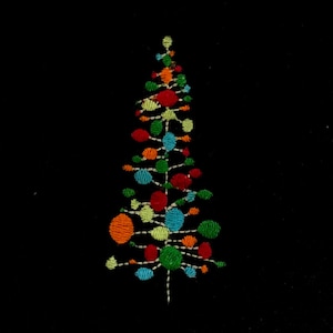 Mid-Century Modern Weihnachtsbaum DIGITAL Stickdatei. Ein entzückendes Retro Feiertagsdesign.