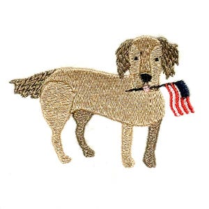 Golden Retriever with American Flag Embroidery Design - a darling DIGITAL Machine Embroidery Design perfect for the 4th of July