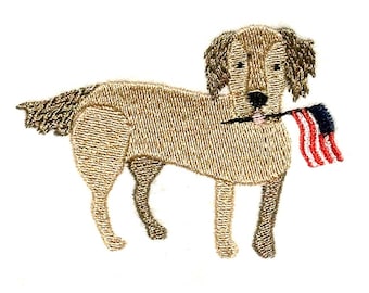 Golden Retriever with American Flag Embroidery Design - a darling DIGITAL Machine Embroidery Design perfect for the 4th of July