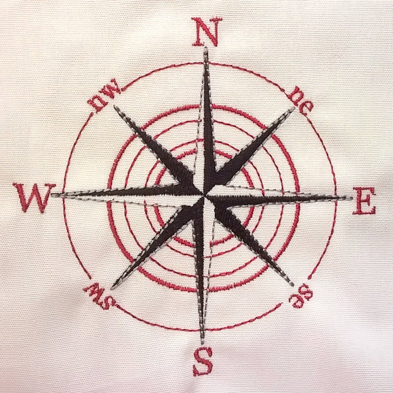 Cool Nautical Compass Machine Embroidery Design in 4 Sizes. Etsy