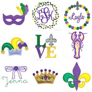 Love and Mardi Gras - A set of nine versatile DIGITAL Machine Embroidery and Appliqué Designs to stitch on your embroidery machine