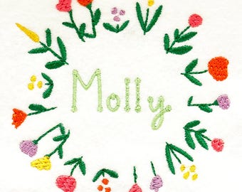 Radial Whimsical Flower Wreath Embroidery Design - DIGITAL Machine Embroidery Design