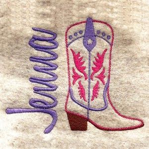 Cowgirl Boot Embroidery Design - DIGITAL Machine Embroidery Design - a cute Western design for your little cowgirl