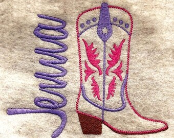 Cowgirl Boot Embroidery Design - DIGITAL Machine Embroidery Design - a cute Western design for your little cowgirl