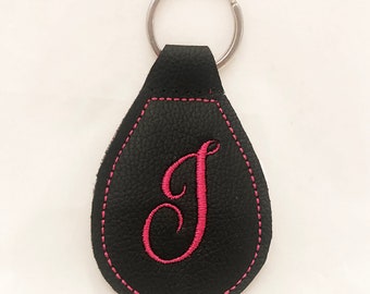 In-the-hoop DIGITAL machine embroidery design - folded key fob that you can easily personalize for quick and lovely gift.