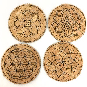 In-the-Hoop Mandala Coaster DIGITAL Machine Embroidery Designs - a lovely set of designs to stitch out on some cork